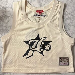 Mitchell & Ness 76ers Cream Crop Top